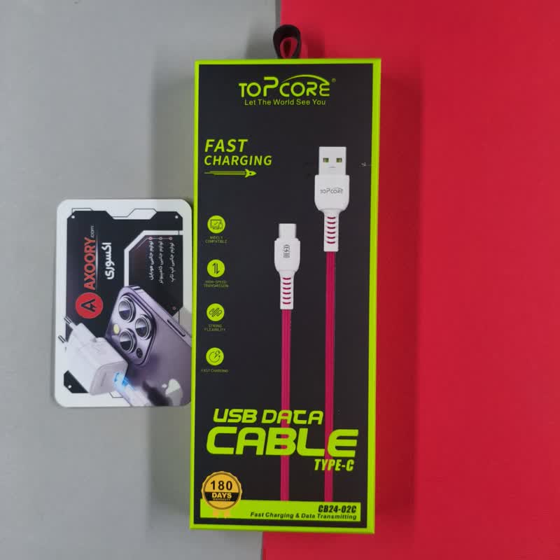کابل تایپ سی قرمز topcore